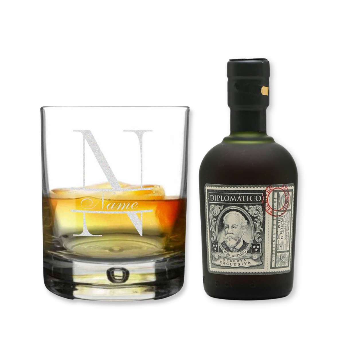 Diplomatico Rum with Personalised Glass - Crate Drop
