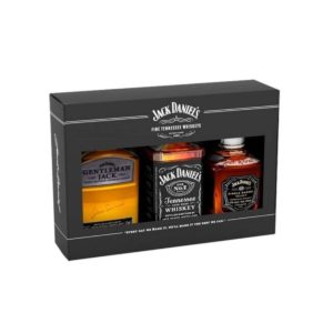 set of three jack daniel's miniature bottles of bourbon